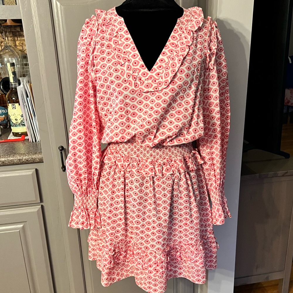 Zadig & Voltaire White and Pink "Evil Eye" Mini Dress